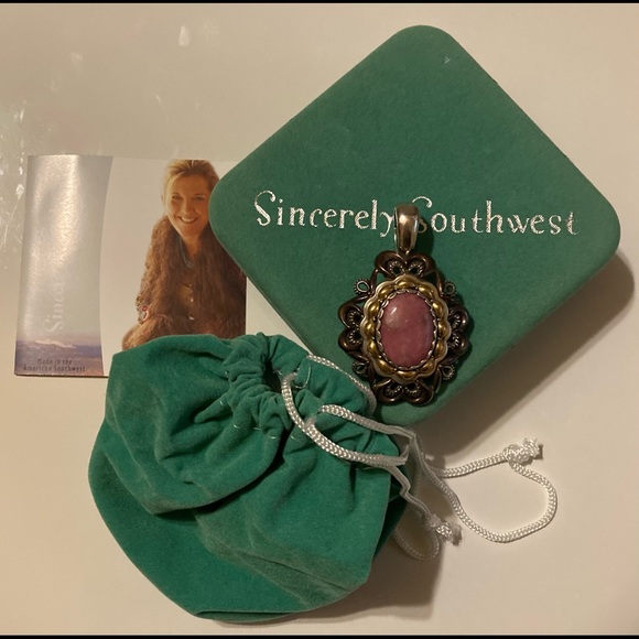 Vintage Carolyn Pollack Rhodonite Mixed Metal Enhancer - Picture 6 of 7